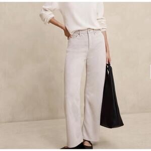 BANANA REPUBLIC Ultra High Rise Wide Leg Pants Jeans Vegan Suede 33/16 Taupe New